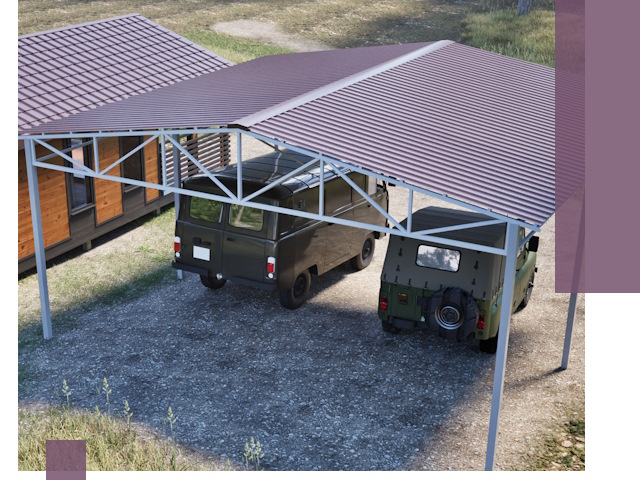 Двускатные навесы под ключ в Артёме — изготовление и монтаж